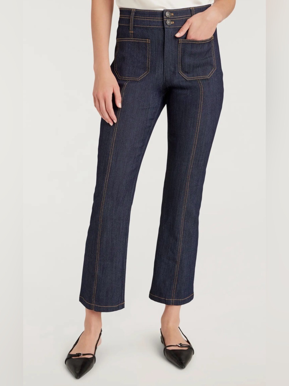 Cinq a Sept Dorothea Flare Jeans - Dark Wash with contrast stitching - 16